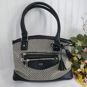 18 Collection Eighteen Women's Satchel Handbag Black/White Print